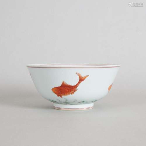 A Chinese Famille Verte and Iron Red 'Fish' Bowl (Da...