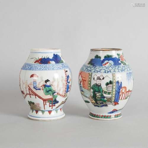 Two 19th Century Chinese Famille Verte 'Figural' Pot...