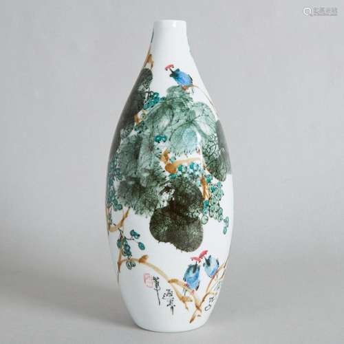 A Chinese Jingdezhen Underglaze Paint 'Floral and Bird&#...