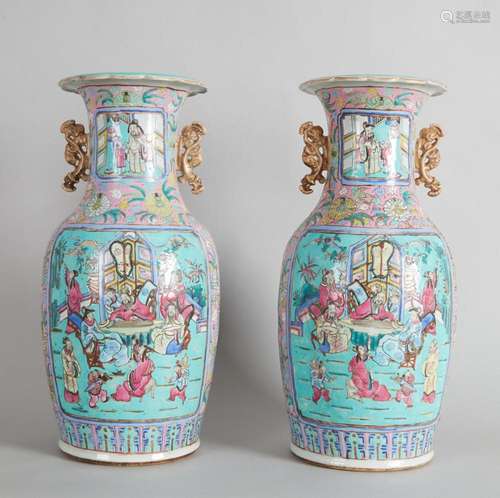 A Pair of 19th Century Chinese Canton Famille Rose 'Figu...