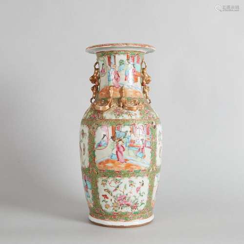 A 19th Century Chinese Canton Famille Rose Vase with handles