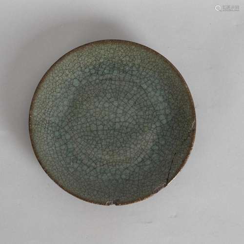 A Chinese Yuan Dynasty Crackle-Glazed Celadon Dish