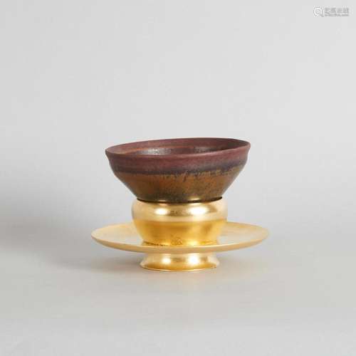 A Chinese Song Dynasty Jian Bowl and Stand (with certificate...