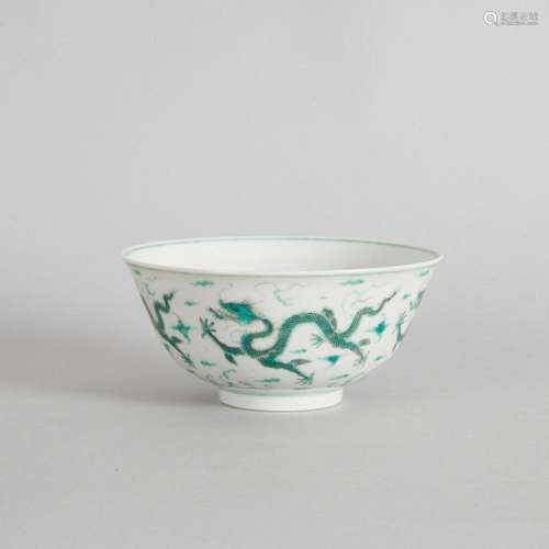 A Chinese Qing Dynasty Green-Enamel 'Dragon' Bowl (D...