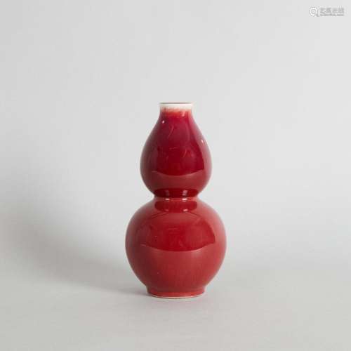 A 20th Century Chinese Red-Glazed Double-Gourd Vase