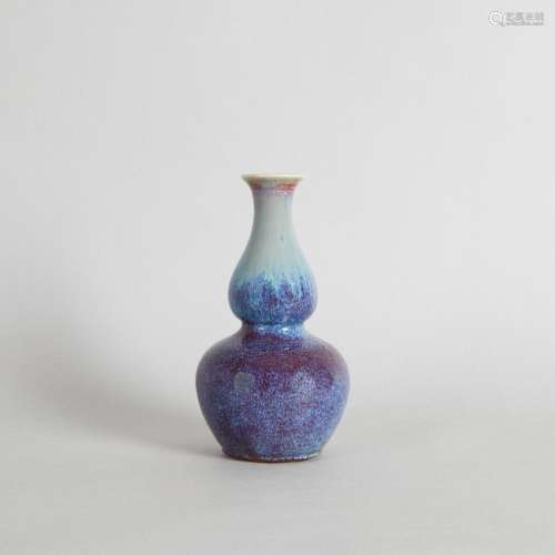 A 19th Century Chinese Flambe-Glazed Double-Gourd Vase