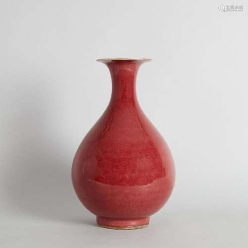 A 19th Century Chinese Red-Glazed Vase (Da Qing Kangxi NIan ...