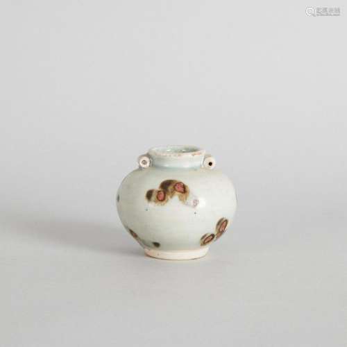 A Late 14th Century Chinese Yuan Dynasty Spotted Jar with tw...
