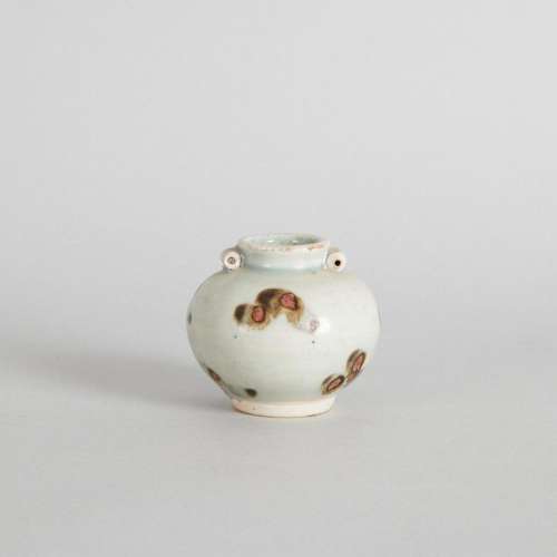 A Late 14th Century Chinese Yuan Dynasty Spotted Jar with tw...