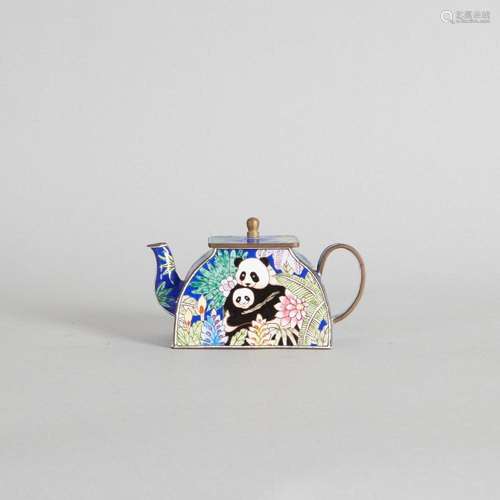 A Chinese Enamel on Copper 'Animal' Teapot