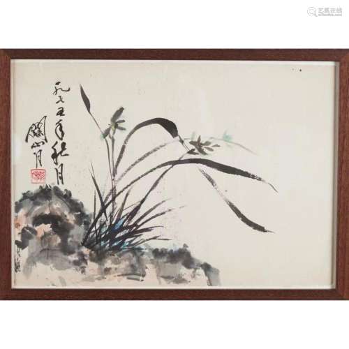 A Chinese Painting of Orchid and Rock (Guan Shanyue Mark, 19...