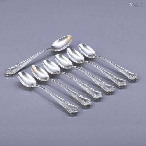 SET OF SIX COFFEE SPOONS AND ONE FOR SUGAR