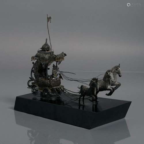 SCULPTURAL GROUP "CARRIAGE WITH FIGURES AND HORSES"...