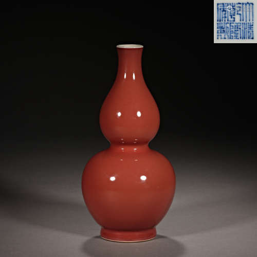 中國清代，红釉葫芦瓶