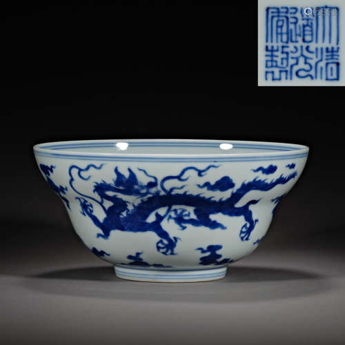 中國清代，青花龙纹碗