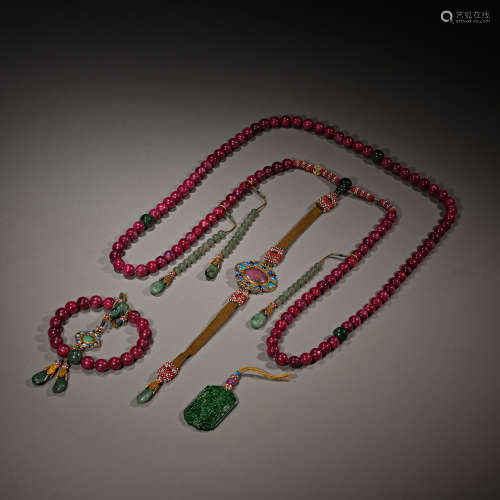 中國清代，红宝石饰品