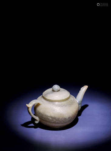 十七-十八世紀 青花料籽玉痕都斯坦蓮花紋寶壺