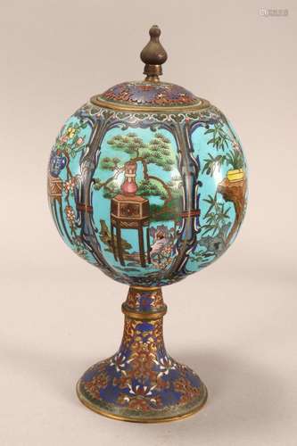 Chinese Cloisonne Lidded Vessel,