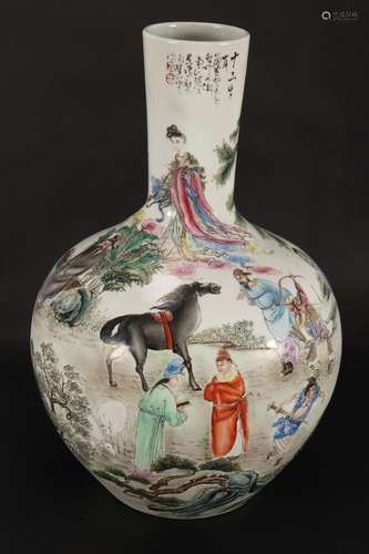 Large Chinese Polychrome Porcelain Vase,