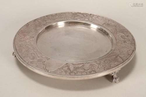 Unusual Silver Plate Footed Dish,