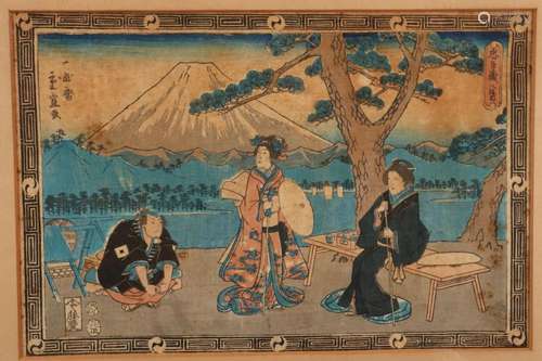 Framed Japanese Woodblock Print,