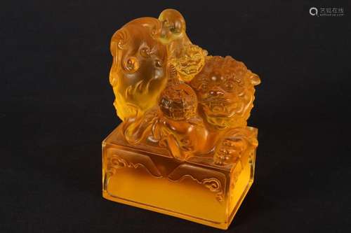 Chinese Art Glass Chop,