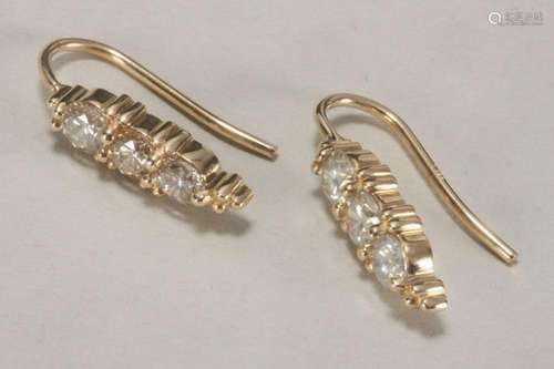 Pair of 14ct Yellow Gold and Diamond Earrings,