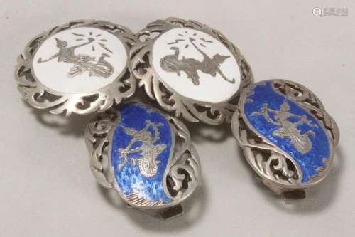 Two Pairs of Siam Sterling Silver Earrings,