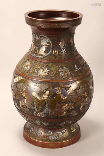 Large Japanese Bronze Vase,