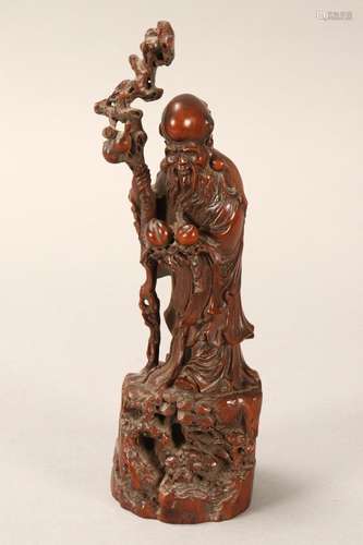 Chinese Wooden Figure of Immortal,