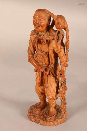 Japanese Carved Boxwood Figure Group,