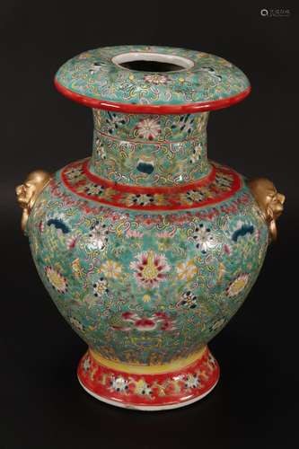 Chinese Twin Handled Porcelain Vase,