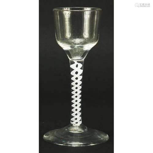 18th century wine glass with double opaque twist stem, 14cm ...