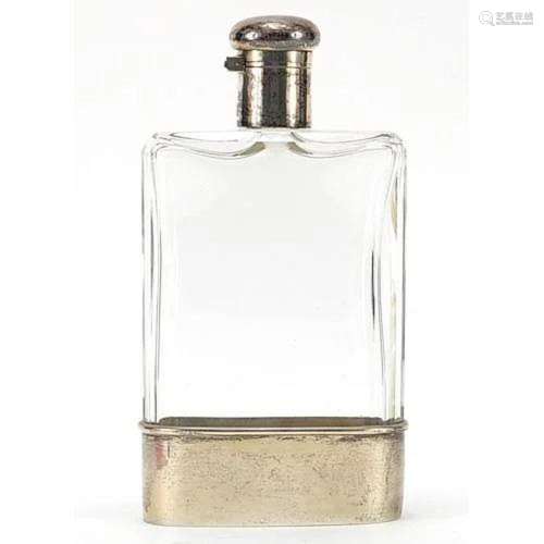German 800 silver and glass hip flask with detachable cup, 1...
