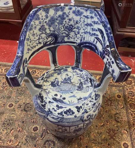 Chinese Blue and White Porcelain Chair,