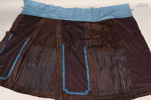 Chinese Late Qing Dynasty Black Satin Skirt,