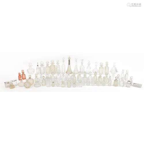 Large collection of Victorian and later cut glass scent bott...