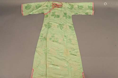 Chinese Ladies Pale Green Damask Silk Gown,