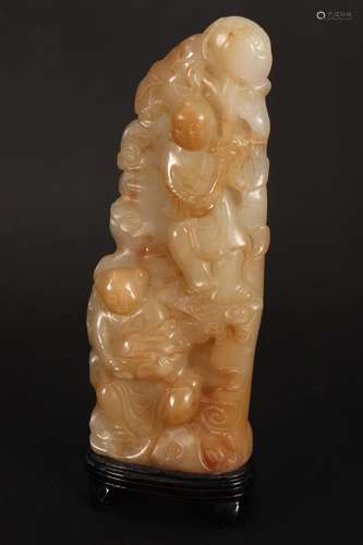 Chinese Carved Jade Figure Group,