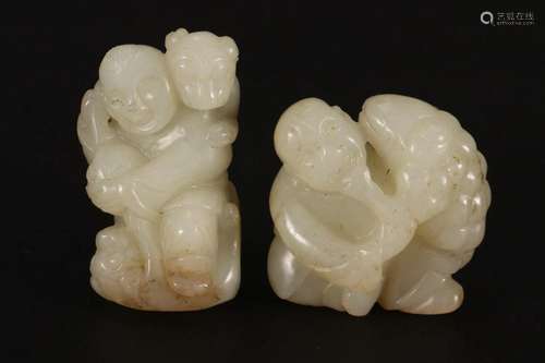 Two Chinese White Jade Figures