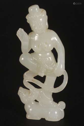 Chinese Carved White Jade Figure,