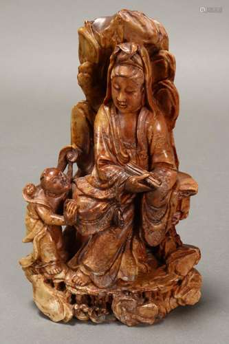 Chinese Carved Soapstone Figure Group,