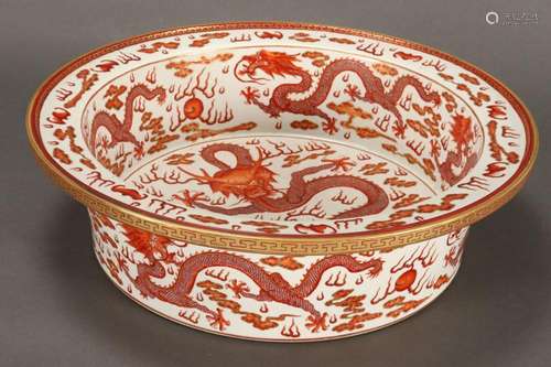 Large Chinese Porcelain Dragon Basin,