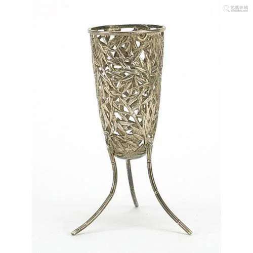Wang Hing, Chinese silver vase pierced with bamboo grove, 10...