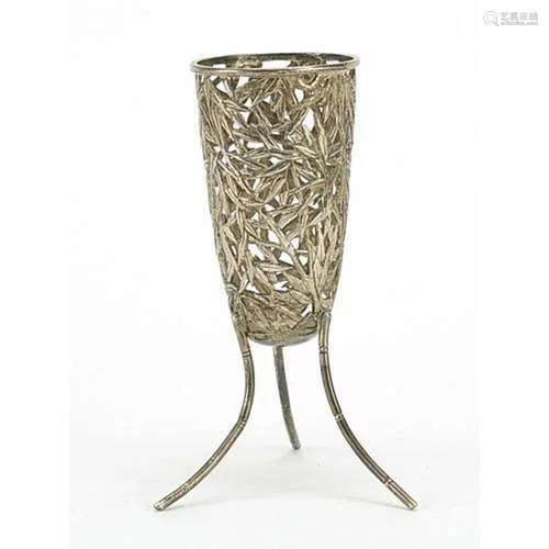 Wang Hing, Chinese silver vase pierced with bamboo grove, 10...