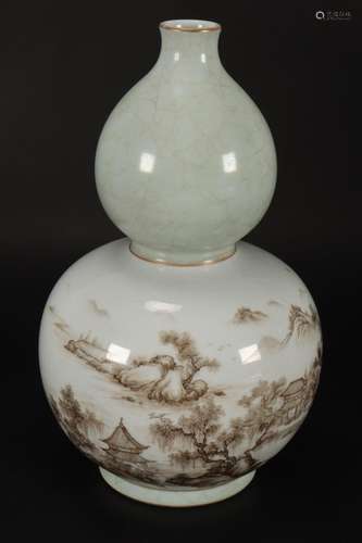 Unusual Chinese Double Gourd Porcelain Vase,