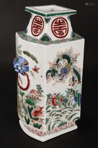 Chinese Famille Vert Porcelain Vase,