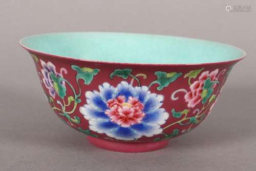 Chinese Pink Ground Famille Rose Bowl,