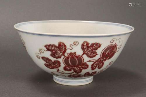 Chinese Iron Red Glaze Bowl,