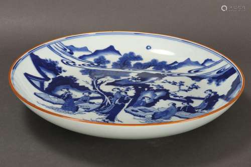 Large Chinese Blue and White Plate,